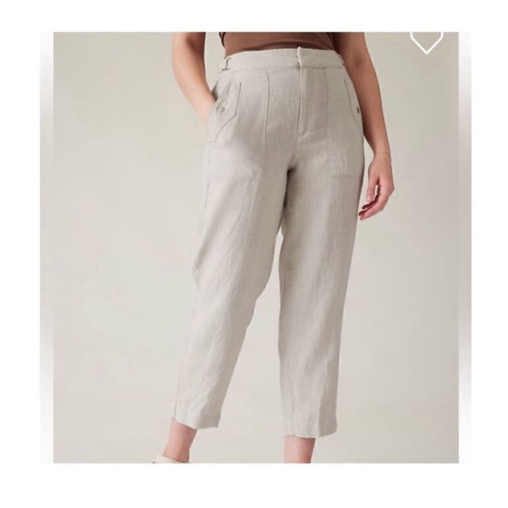 Athleta Linen Voyager Pants, Size 12 Cream
